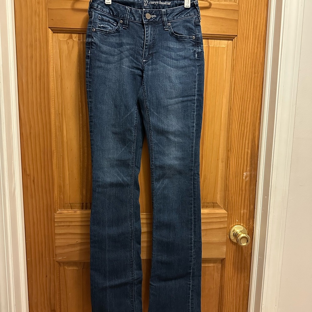 New York & Company Dark Blue Curvy Boot Cut Jeans